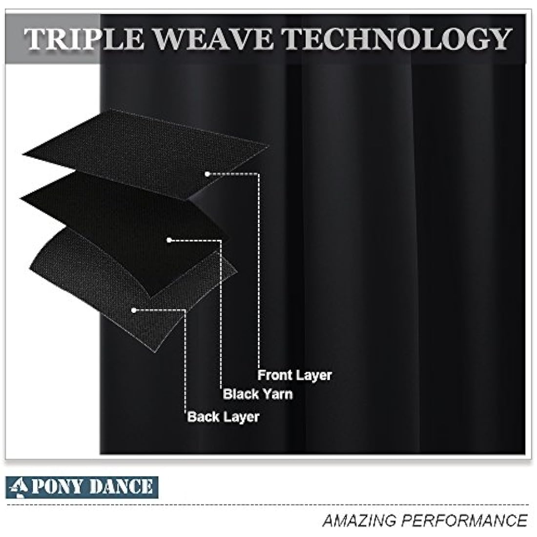 PONY DANCE Black Out Thermal Insulated Curtains 45 Inch Drop for Bedroom Blackout Eyelet Curtains for Bedroom, Kitchen, Short 2 Panels for Room Darkening, W46 X L45, Black