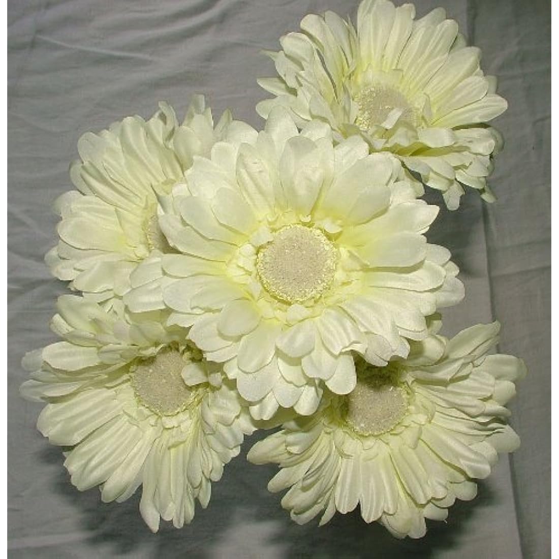 Artificial Single Stem Gerbera with Big Bloom - very dramatic - home garden (12 Pack, Cream / Ivory)