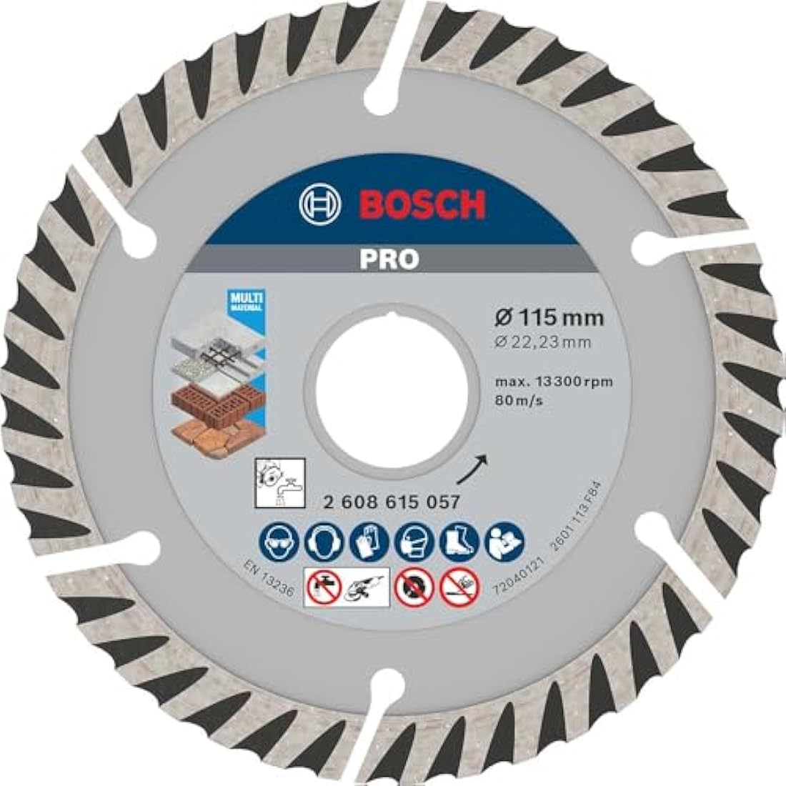 Bosch 1x PRO Multi Material Long Life Diamond Cutting Disc for Bore 22.23 and Small Angle Grinders (for Concrete, Reinforced concrete, Ø 115 mm, Professional Accessory Small Angle Grinder)