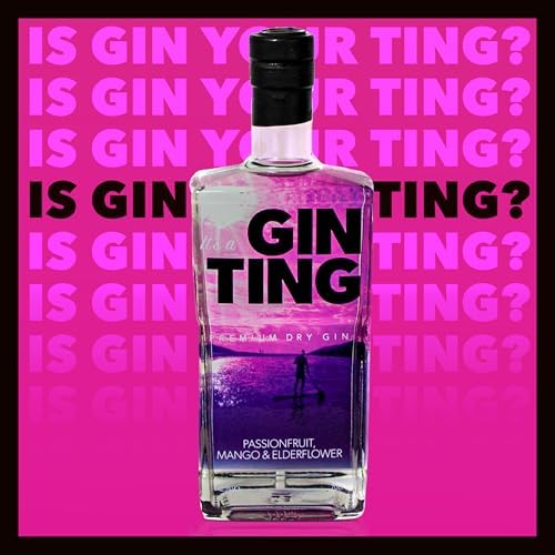 GinTing Passionfruit Mango & Elderflower Flavoured Gin 70cl | London Dry Gin with Delicious Citrus Fruit Gin Twist – Packed with Passion Fruit, Mango & Elderflower Gin Botanicals