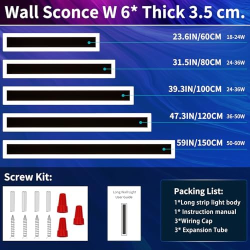 Mikeru 2pack 80CM RGB Dimmable Outdoor Wall Light, 7 RGB Colours and 3 Colour Temperatures 3000K/4500K/6000K Wall Sconce, IP65 Rainproof Wall Sconce for Porch, Patio and Festive Decorations