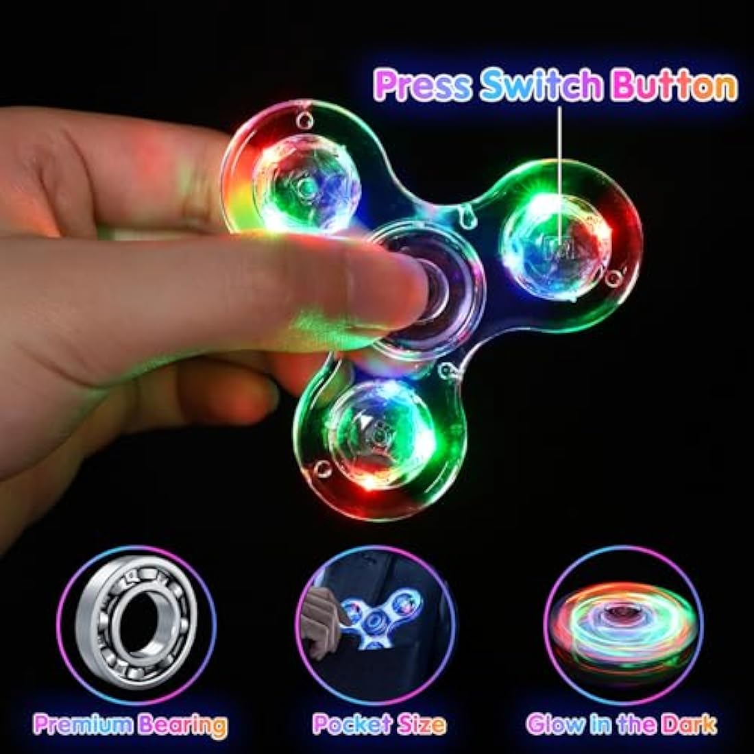 Gigilli Fidget Spinners 16 Pack, Party Favors Led Light Up Fidget Spinners for Kids, Goodie Bag Stuffers Fidget Spinner Glow in The Dark Party Supplies, Birthday Classroom Prizes
