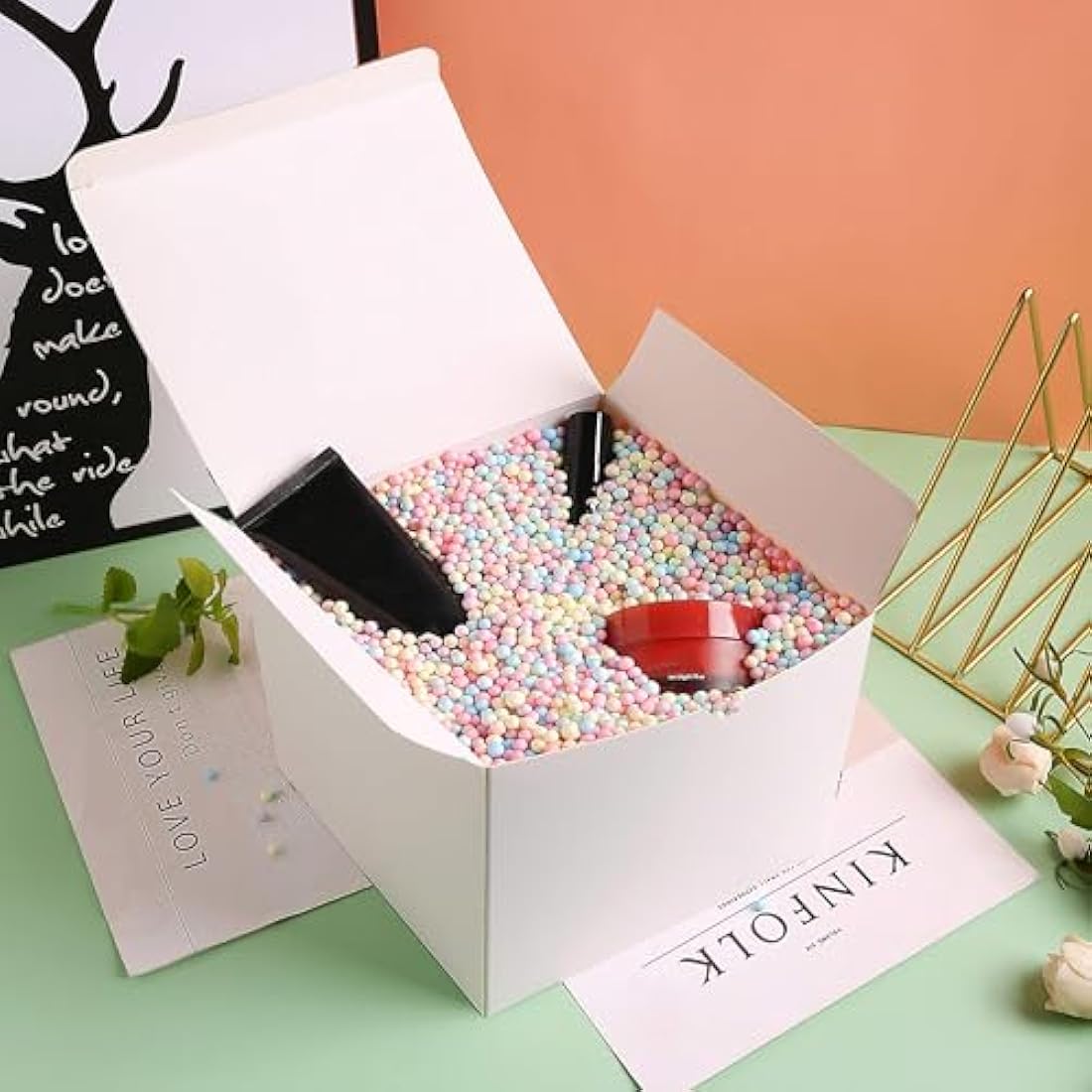 SHIPKEY 10PCS White Cardboard Gift Boxes with lids |10x10x10 cm Square Boxes | Small Gift Boxes Suitable for Party, Wedding, Christmas, Holidays, Birthdays and All Other Occasions