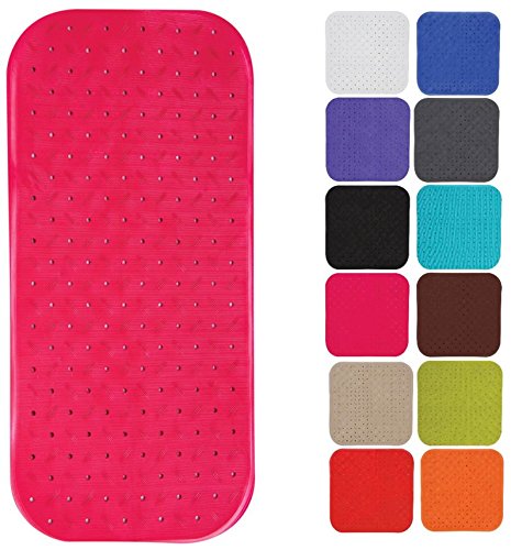 MSV Premium Shower Mat Bath Mat Bathtub Mat Antibacterial Non-Slip with Suction Cups ? Pink ? Smells of Roses ? Approx. 36 x 97 cm ? Washable at 60 ?C