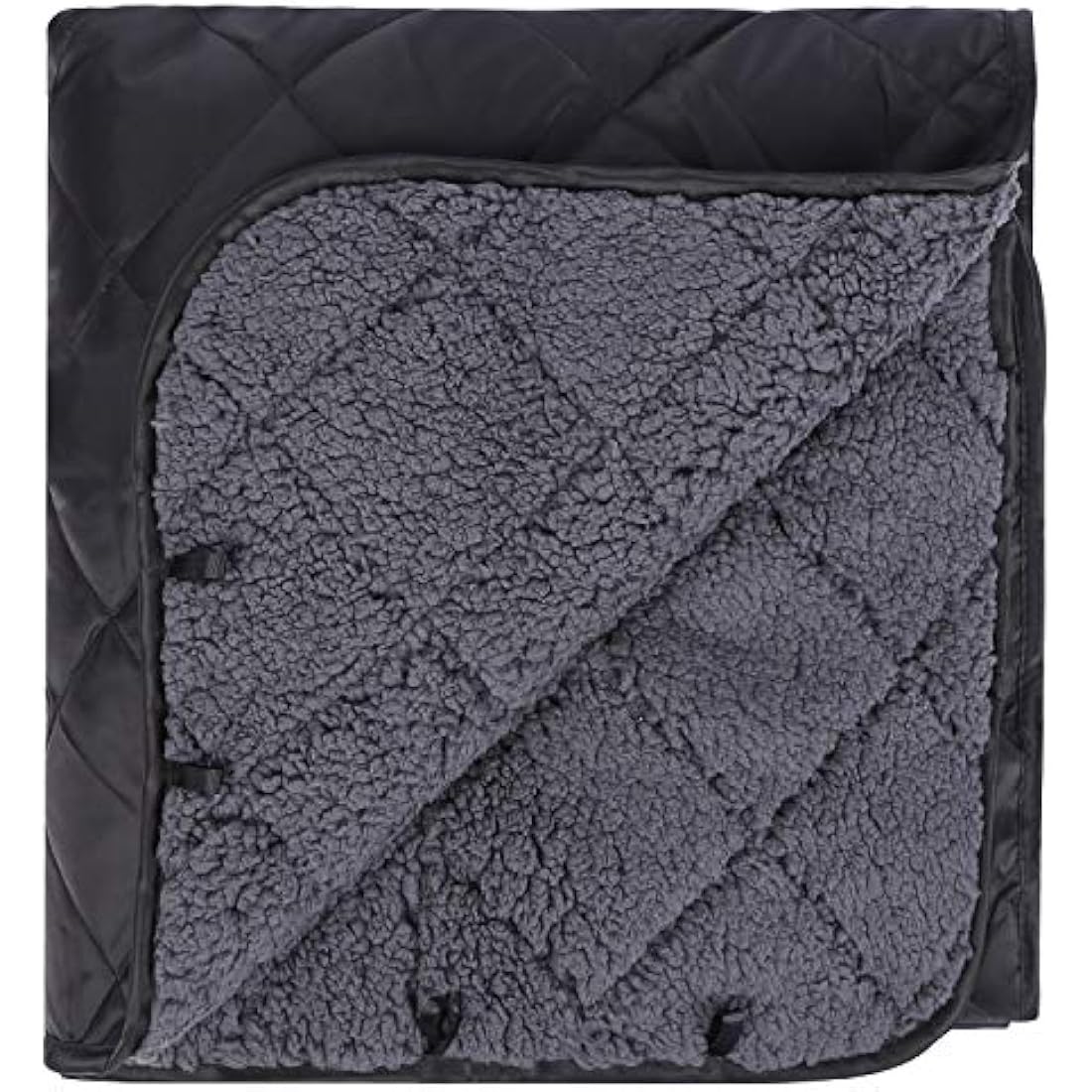 REDCAMP Large Waterproof Camping Blanket Thermal with Sherpa Lining, 200x200 cm Windproof Outdoor Blanket for Cold Weather Winter Stadium Travel Sports,Washable Black