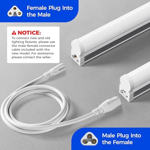 Barrina Led Batten Light 4ft, 6 Packs, T5 Led Tube Lights, 2200lm 6500K Super Bright White LED Garage Lighting, Wall and Ceiling Batten Lights, 20W