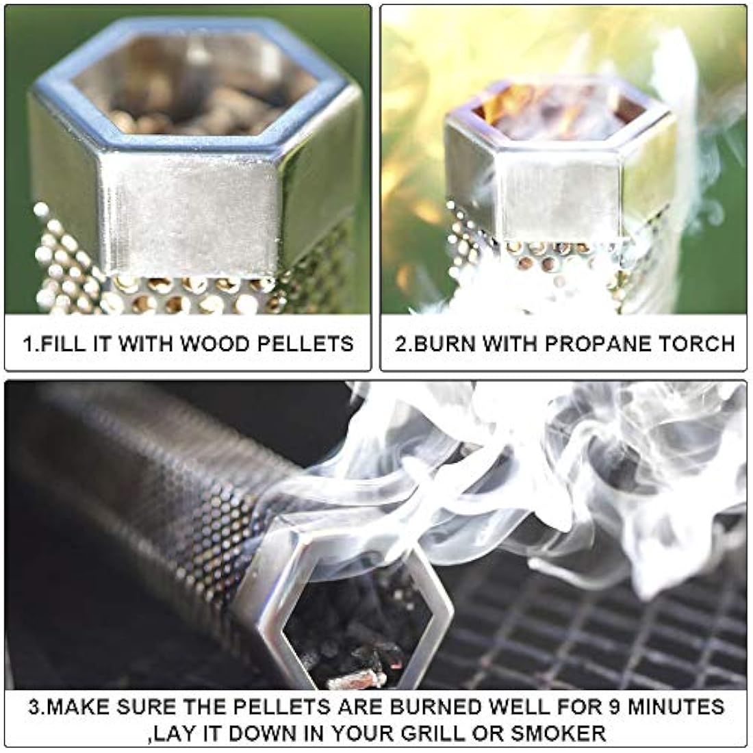 BEWAVE Pellet Smoker Tube for All Grill Electric Gas Charcoal or Smokers Hot/Cold Smoking, Free Tube Brush, 15&30 CM