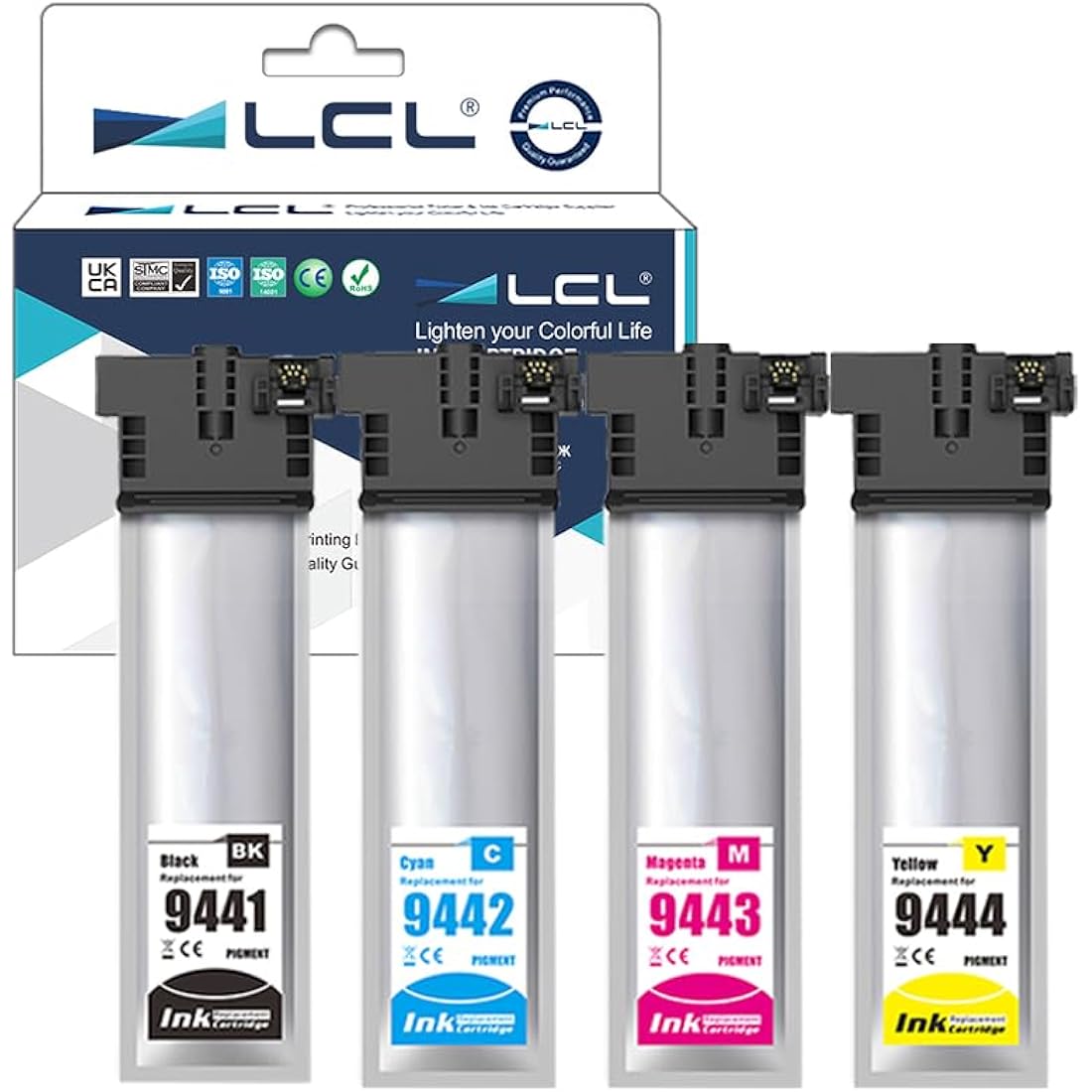 LCL T9441 Compatible Ink Cartridge Replacement for Epson T9441 T9442 T9443 T9444 for Epson WorkForce Pro WF-C5210 WF-C5210DW WF-C5290 WF-C5290DW WF-C5710 WF-C5710DWF WF-C5790 WF-C5790DWF (4 Pack)
