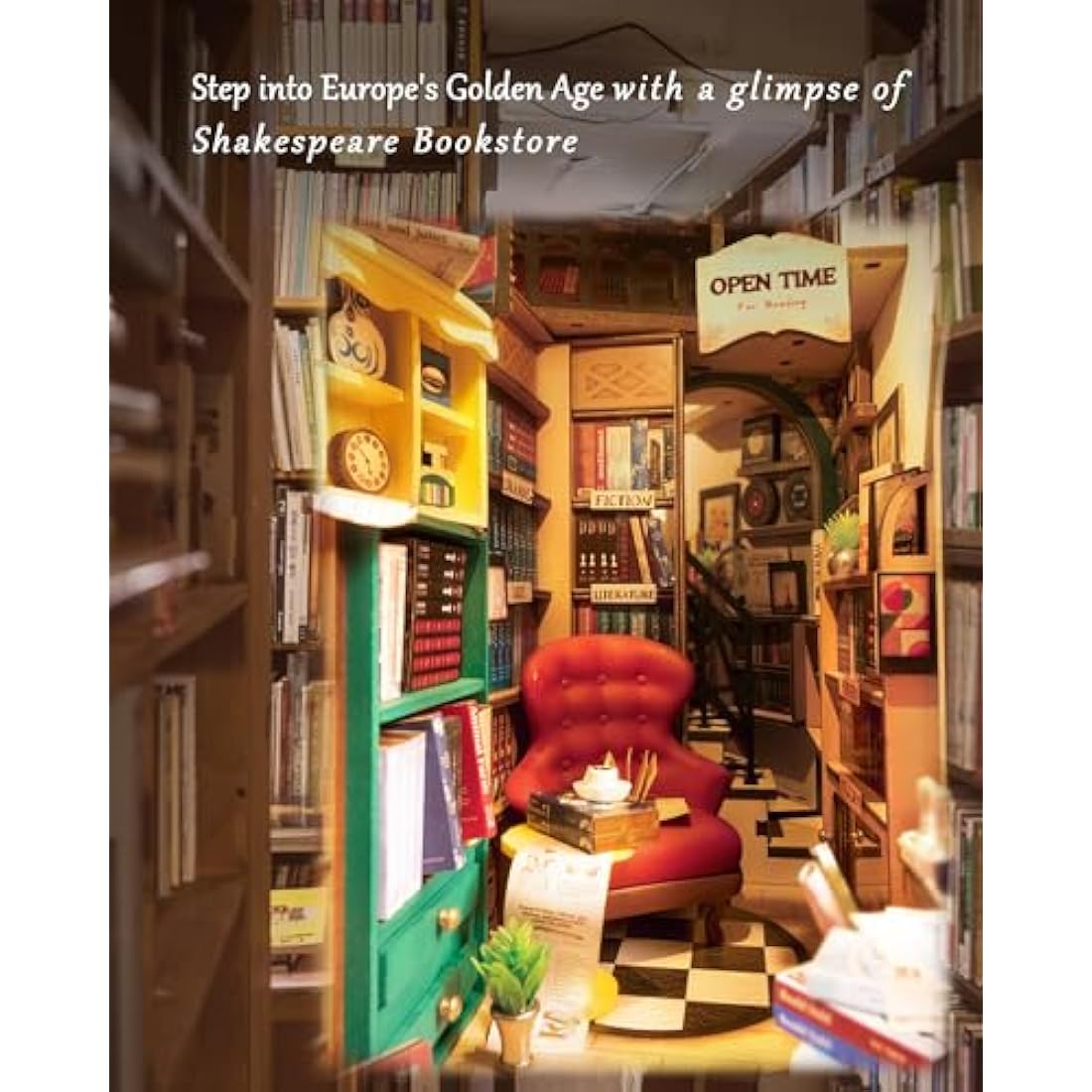 Rolife Book Nook Kits for Adults Shakespeare's Bookstore 3D Puzzles Miniature Dollhouse Models Kit for Adults to Build Bookshelf Decoration Halloween Christmas Birthday Gifts for Girls