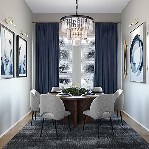 Wellmet 20 inch Crystal Chandelier, 3-Tier Contemporary Modern Bathroom Chandeliers, 7-Light Adjustable Hanging Pendant Ceiling Light for Bedroom, Entryway, Dining Room, Girls Room, Foyer
