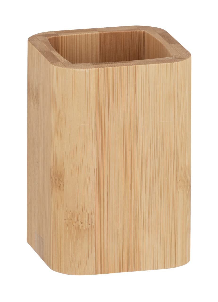 WENKO Bamboo Toothbrush Holder, Sustainable Bamboo Toothbrush Holder for Toothbrush, Tongue Cleaner and Toothpaste