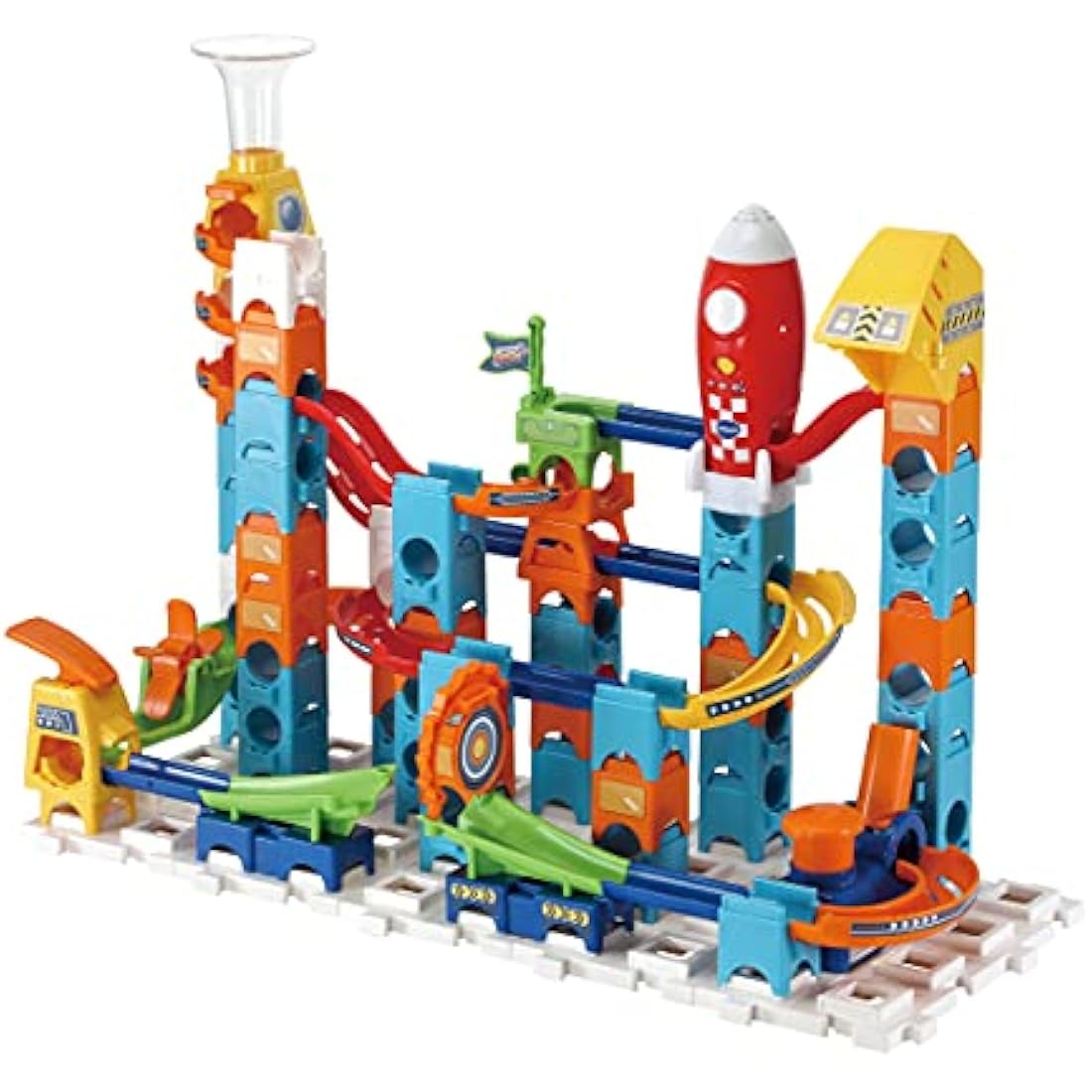 VTech Marble Rush Launch Pad, Construction Toys for Kids with 10 Marbles and 75 Building Pieces, Electronic Track Set for Boys & Girls, Colour-Coded Building Toy with Sound, 4 Years +, English Version
