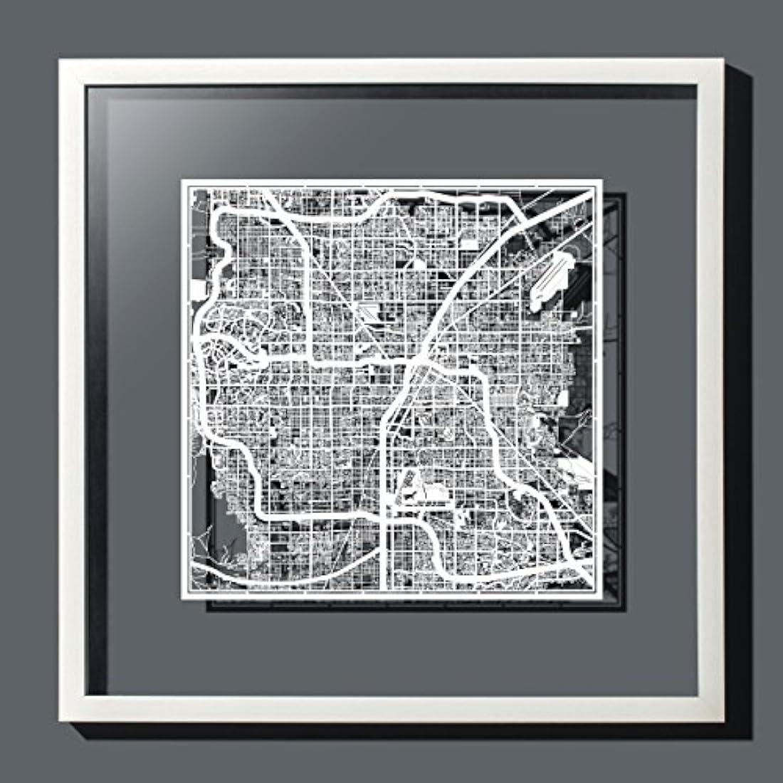Las Vegas Paper Cut Map White 12×12 inches Paper Art