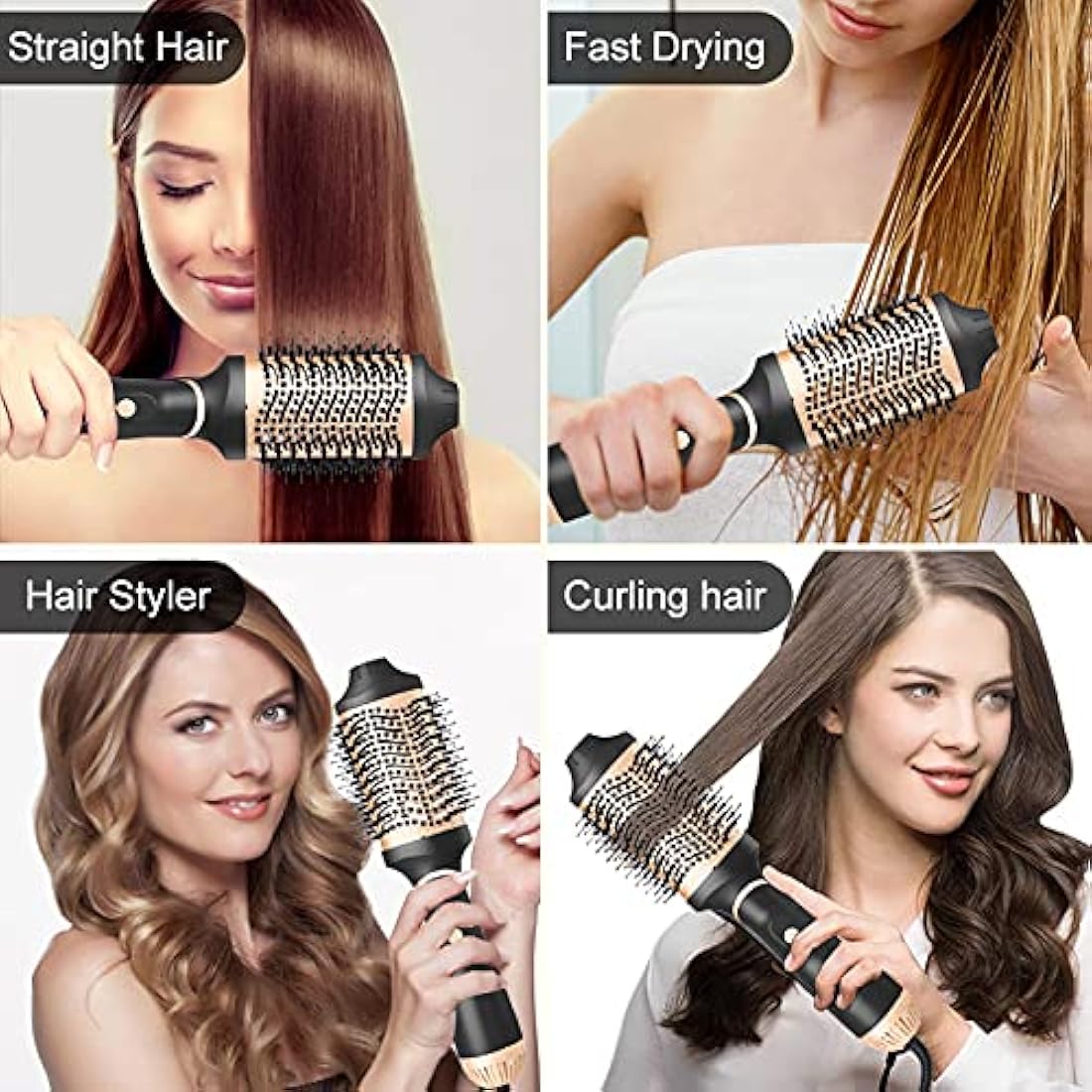 Hair Dryer Brush Blow Dryer in One Step, Upgraded 4 in 1 Hair Dryer and Styler Volumizer with Negative Ion Anti-frizz Ceramic Titanium Barrel Hot Air Styler Hair Straightener