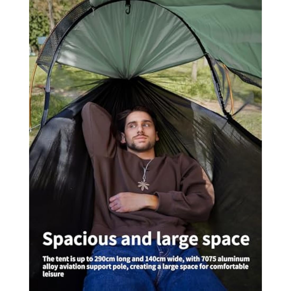 Travel Bird Camping Hammock Tent with Mosquito Net and Sunshade, 290 * 140CM Extra Large Space, Multi-mode Lightweight Hanging Hammocks Tree Straps Swing, Ground Tent for Outside, Hiking
