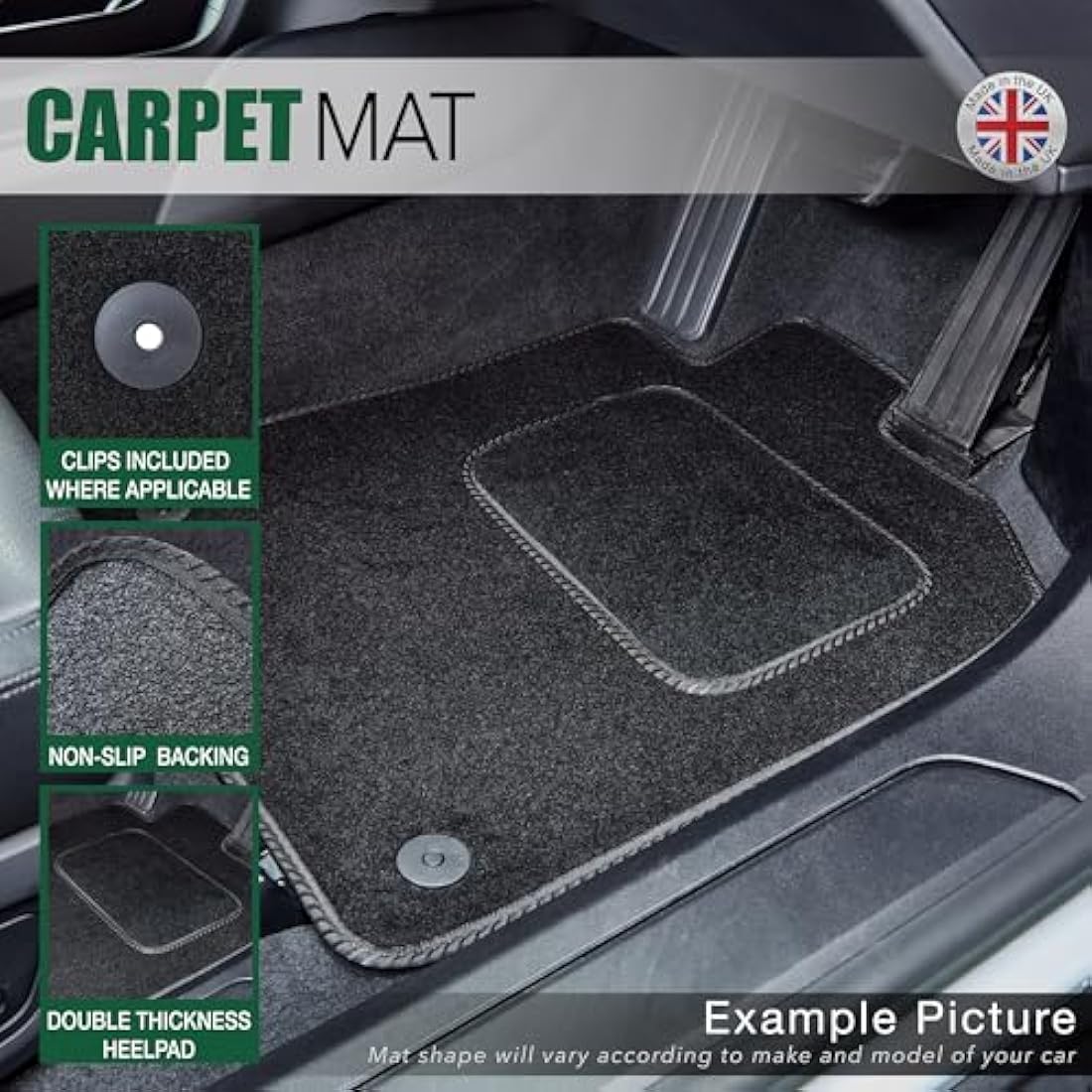 GCM - Car Floor Mats for MG Motors UK MG ZS [Auto] 2017 To 2022 Full Coverage Floor Protection - Anti Slip & Fit Car Mat with Clips Easy to Clean Car Carpet for All-Weather- Blue Edging, Carpet