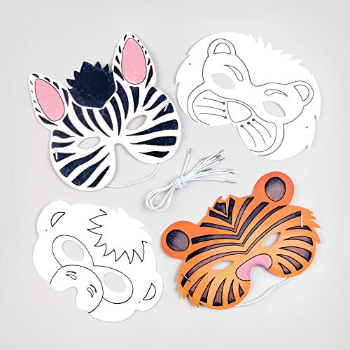 Baker Ross E453 Animal Colour-In Masks (Pack of 8), White, 1.0 cm*32.5 cm*20.0 cm