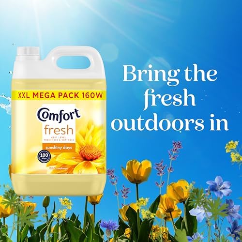 Comfort Fresh Sunshiny Days Fabric Conditioner Softener with Motion-Activated Fragrance Technology 100 Days of Freshness 160 washes (4.8 L)