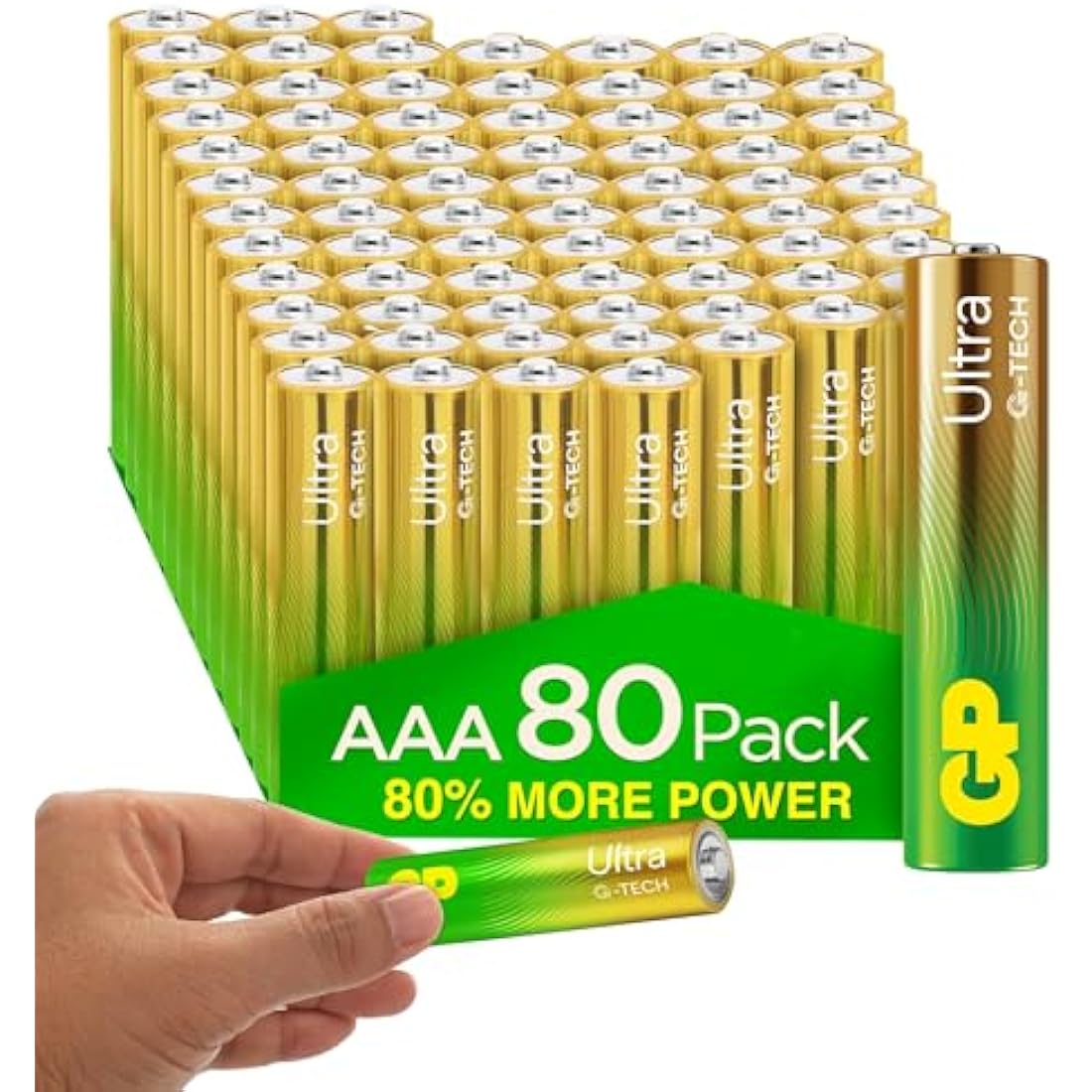 Ultra Alkaline Triple A Batteries, Long Lasting Power for High-Performance Devices - Ideal for Radio, Camera, Alarm - Industrial Use, Anti-Leakage, 10-Year Shelf Life - 80 Pack by GP AAA Batteries