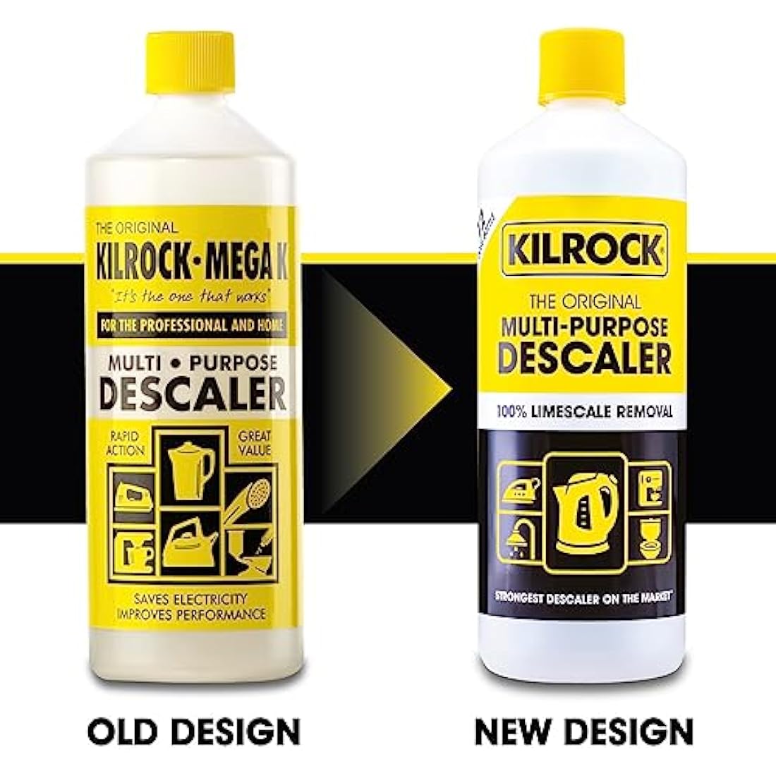 Kilrock Mega-K Multi-Purpose Descaler Multipack 6x1 Litre (72 Doses) - Limescale Descaling for Kettles, Toilets, Shower Heads & Coffee Machines - Biodegradable and Phosphate Free