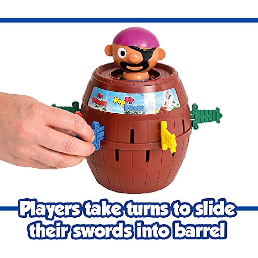 TOMY Pop Up Pirate Classic Children's Action Board Game, Family and Preschool Kids Game for Children 4, 5, 6, 7, 8 Year Old Boys Girls Adults,Packaging may vary, Wood - Choc Brown
