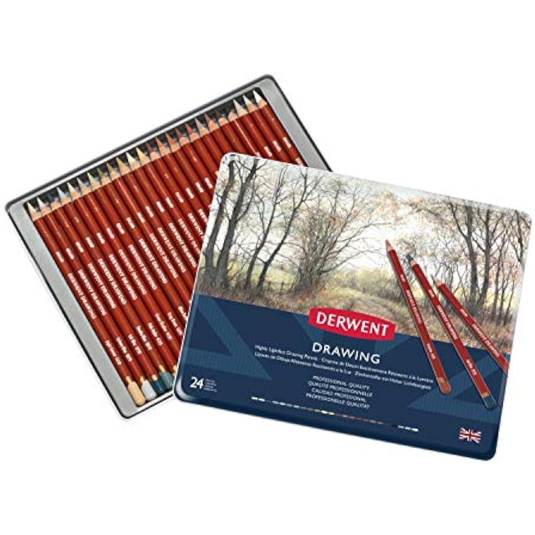 Derwent Drawing Colouring Pencils, Drawing & Writing, Set Of 24, Ideal For Illustrating & Detailing, Professional Quality, 0700672