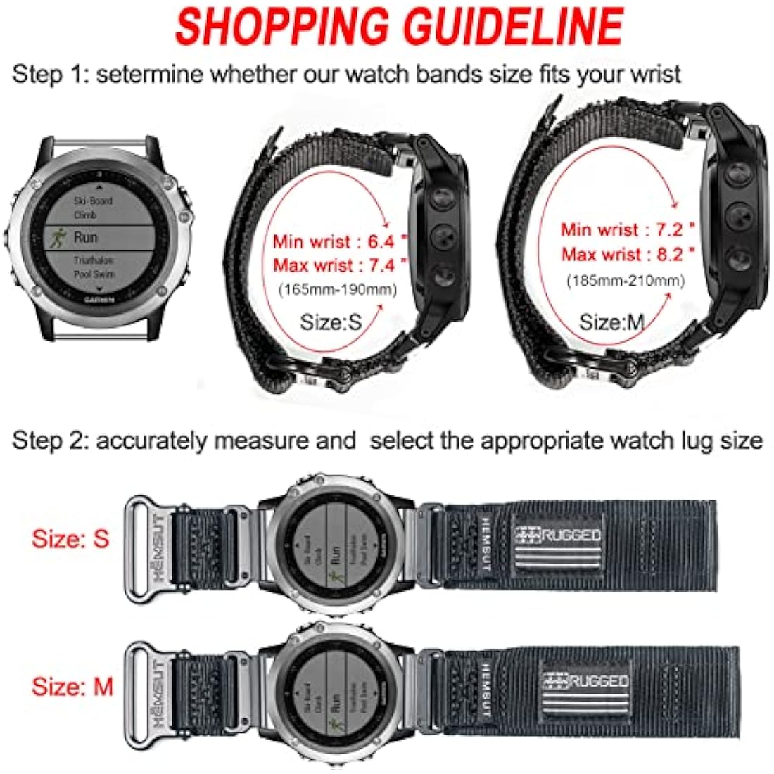 Compatible with Garmin Watch Band, Super Strong Nylon Sport Band with Woven Buckle, for Firthnix/Forerunner/Vivoactive/Approach/MARQ/Quatix/D2 Series