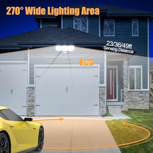 FLITI 38W 220V Led Security Lights Outdoor Motion Sensor, 6000LM 270° Adjustable Floodlight with PIR, IP65 Waterproof Garden Outside Lights with Sensor for Garage Corridors Terraces Courtyards