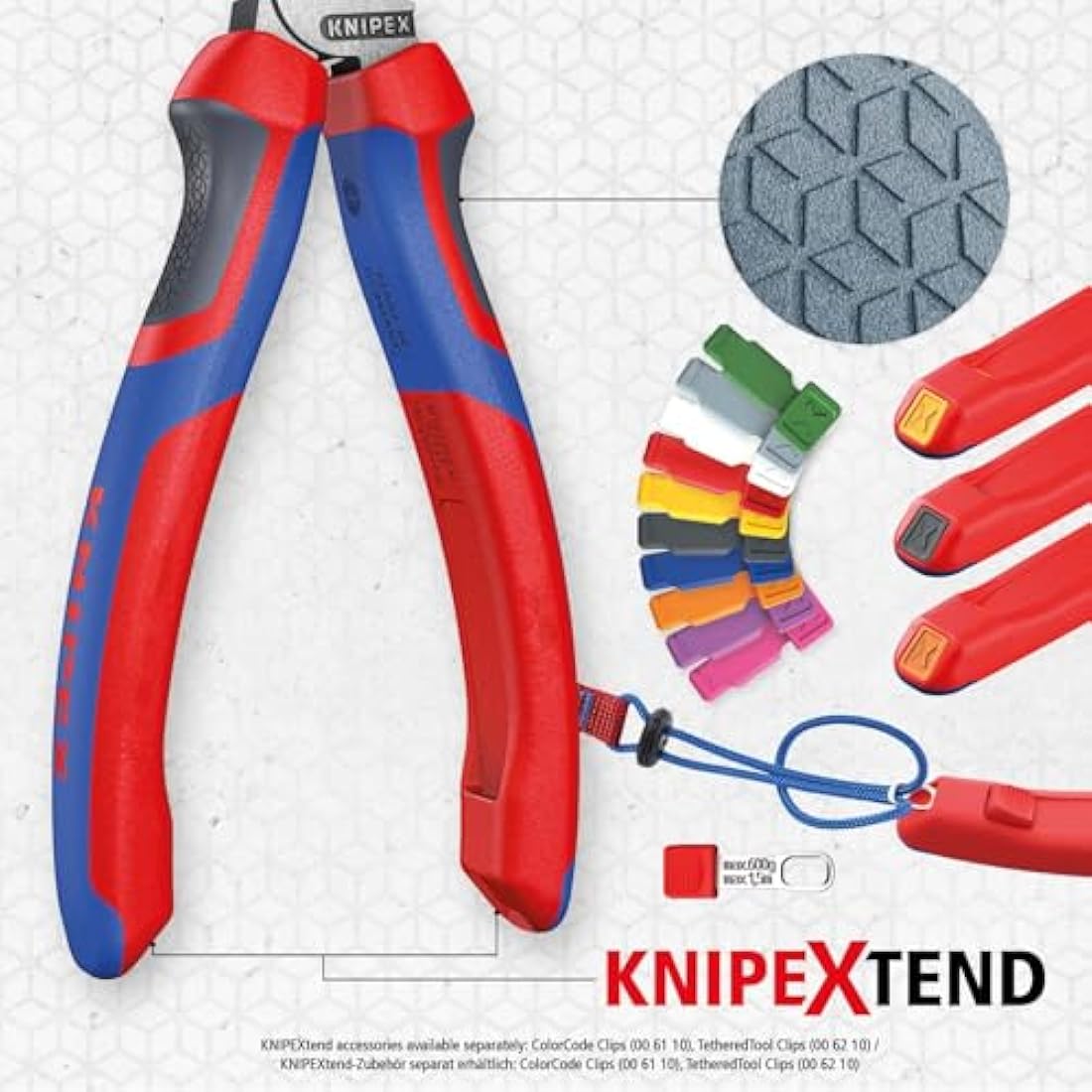 KNIPEX 26 15 200 Snipe Nose Side Cutting Pliers (Stork Beak Pliers) with comfort handles chrome-plated 200 mm