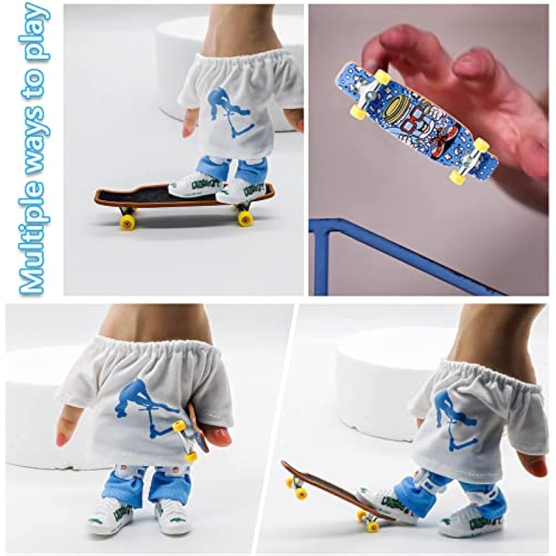Morofme Mini Finger Toy Set: Finger Skateboards, Shoes, Pants & Knee Pads for Graffiti Fingerboard for Kids & Adults