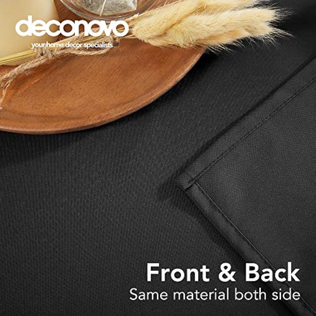 Deconovo Halloween Decorations Table Cloth Oxford Tablecloth Wipeable Plain Rectangle Tablecloth for Outdoors 137x200cm(54x79in) Black