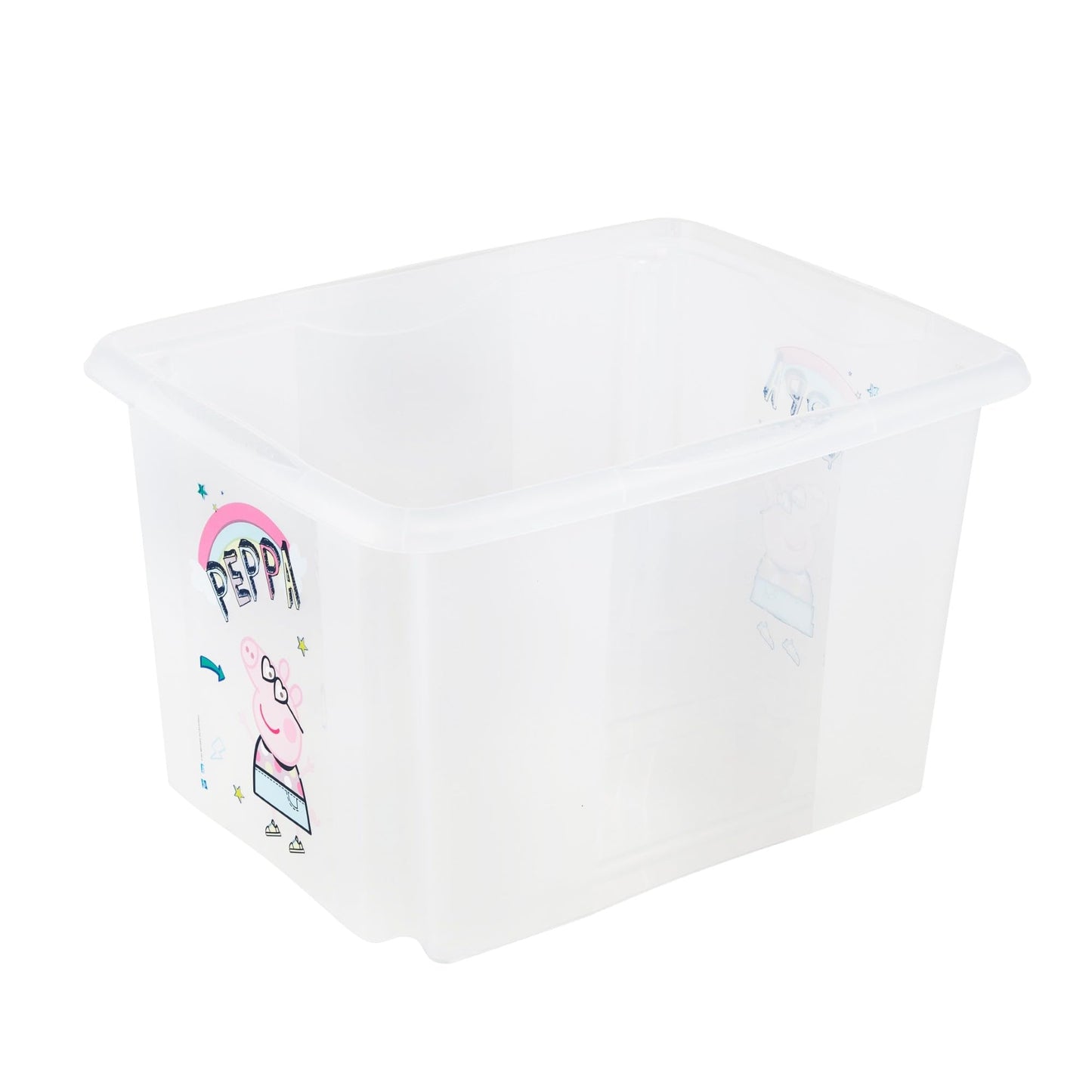 keeeper Karolina 2 x Peppa Pig Storage Box with Lid, Rotating and Stackable for Kids, 30L + 45L, Transparent