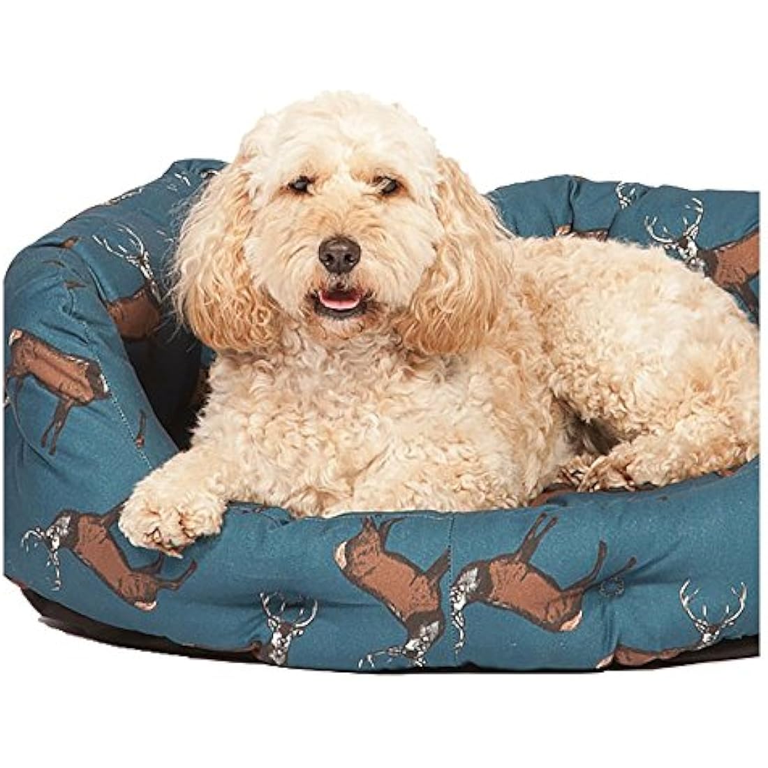 Danish Design Teal Woodland Stag Machine Washable Deep Filled Dog/Puppy Slumber Bed 35 Inch