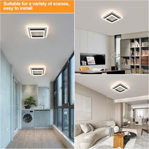 Comely Modern Square 30W 4500K LED Ceiling Light, 30x30x7cm, Black + White, 3300LM, Bedroom, Living Room, Dining etc.
