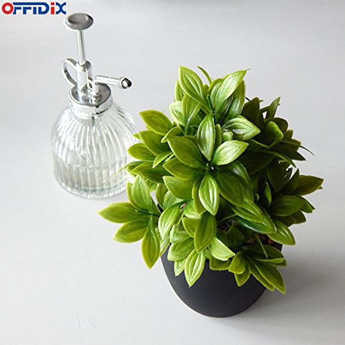 OFFIDIX Mini Plastic Eucalyptus Artificial Plants with Vase for Office desk, home and friends’ gift Fake Plant with Plastic Pots for Home Decoration (Green)