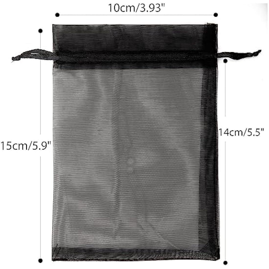 G2PLUS Black Organza Gift Pouches, 10x15 CM Medium Organza Favour Bags, 100 PCS Wedding Jewelry Bags, Clear Mesh Pouches Perfect for Wedding, Christmas, Birthday, Anniversary