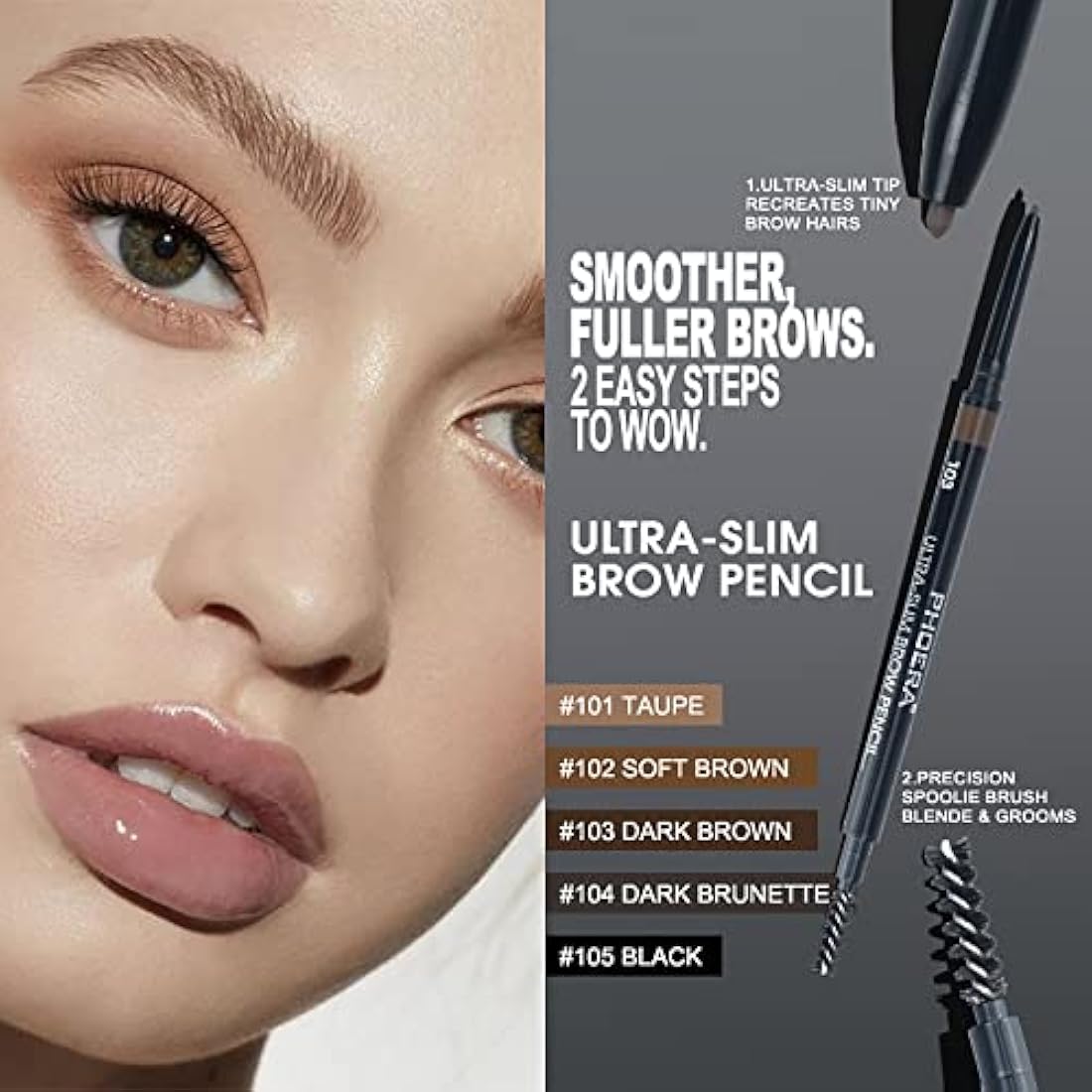 Natural Look Eyebrow Pencil - Easy To Use, Long-Lasting, Waterproof & Precise, Vegan & Cruelty-Free Brown