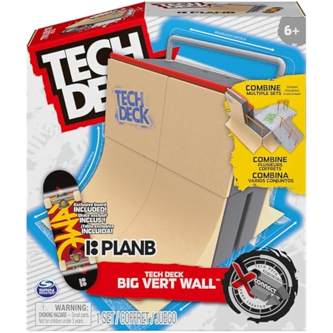 Tech Deck, Big Vert Wall X-Connect Park Creator, Customisable and Buildable Ramp Set with Exclusive Fingerboard, Kids’ Toy for Boys and Girls Ages 6 and up