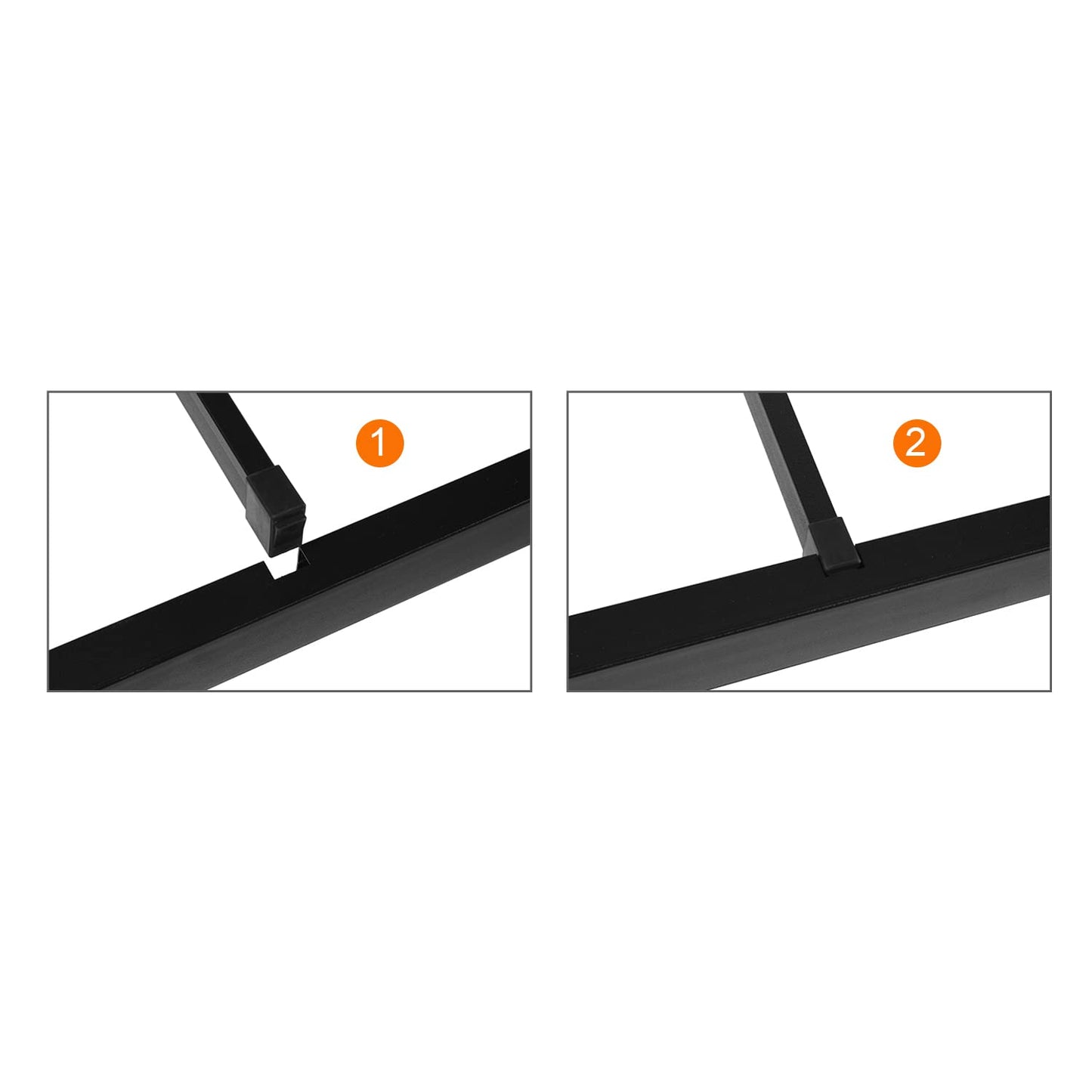 FurnitureR Black Metal Double Bed Frame with Decorative Headboard, Heavy Duty Steel Slats, Noise-Free Support, No Box Spring Needed, Easy Assembly