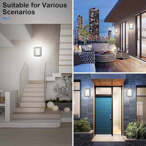 Allesgute Outdoor Wall Lights with PIR Motion Sensor, Curved Outside Lights Mains Powered Stainless Steel IP44 Waterproof Wall Lamp Incl. 1x 12W E27 Bulbs Cool White 6000K