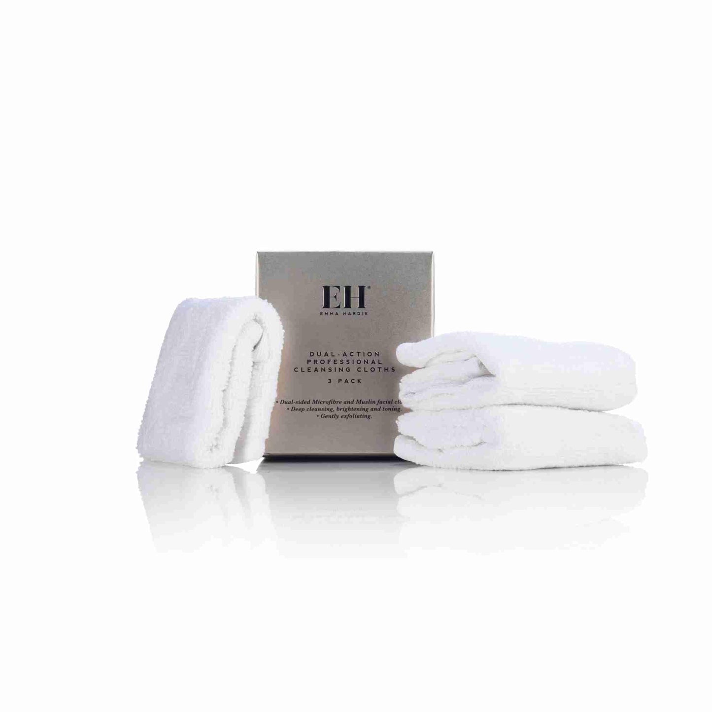 Emma Hardie 3 Pack Dual Action Microfibre & Muslin Cleansing Cloths, Perfect for Removing Cleansing Products, Gentle Exfoliation, Deep Pore Cleansing,