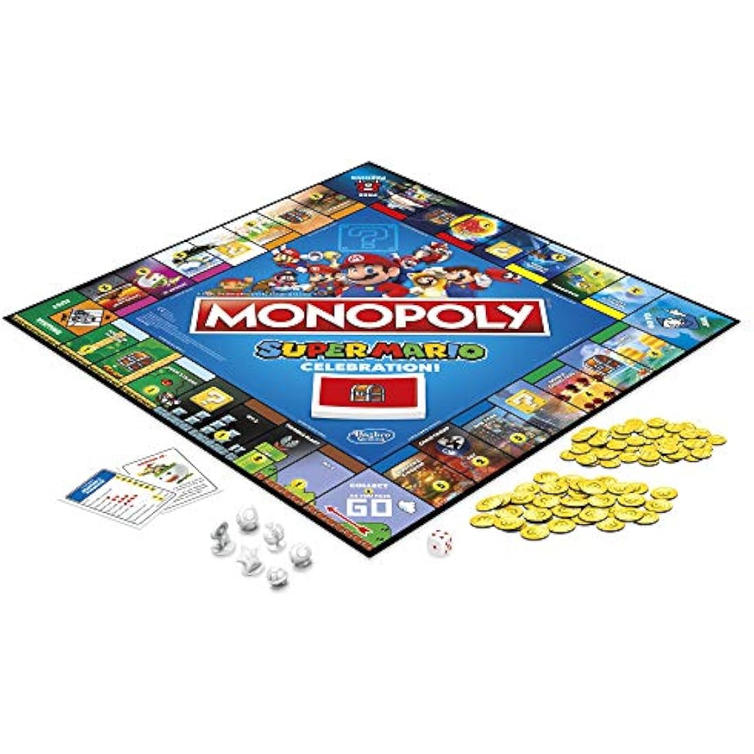 Monopoly Super Mario Celebration Edition Board Game for Super Mario Fans for Ages 8 and Up With Video Game Sound Effects, Multicolor