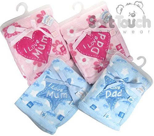 soft touch infants wrap one supplied pinkor blue love dad or love mum (please message choice)