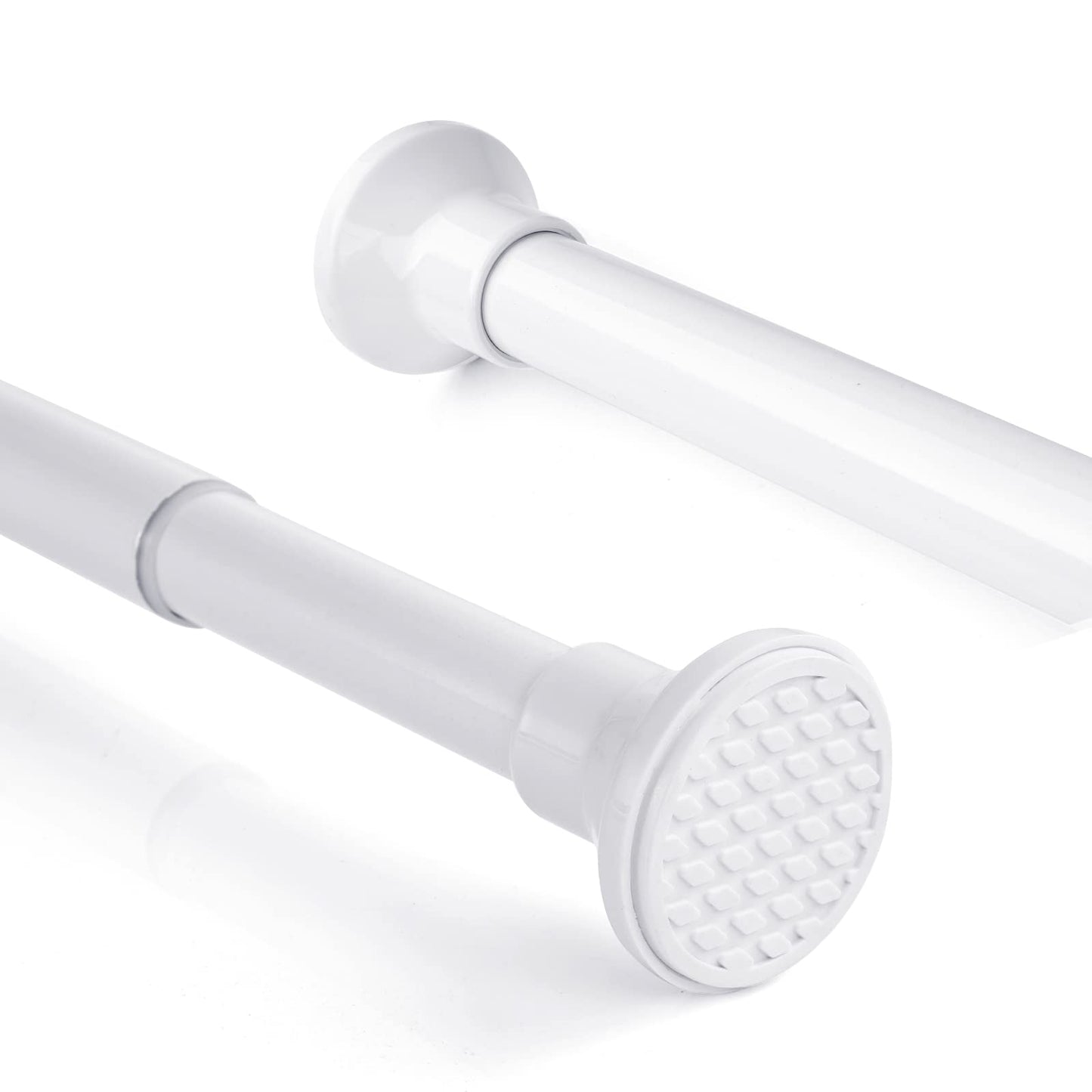 Telescopic Spring Tension Rod 105-200cm, Metal White Shower Curtain Pole Extendable Room Divider without Drilling, Adjustable Rail Hanging Bar for