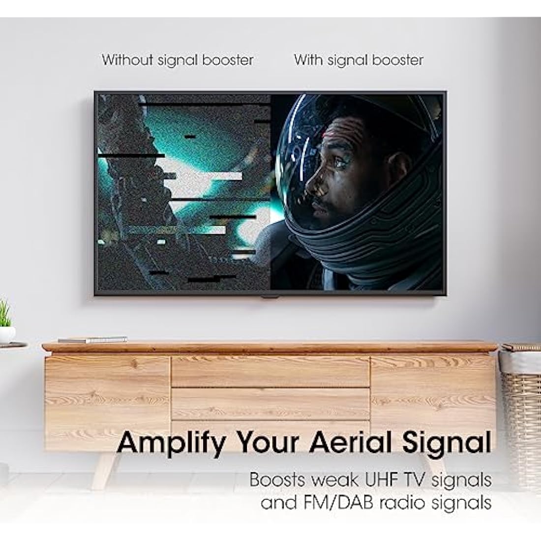 SLx TV Signal Booster Aerial Amplifier, 6 Way Signal Distribution Amplifier with Coax Connections, 4G & 5G Filtering, Indoor TV Aerial, HD & 4K TV/FM/DAB & Freeview, Variable Gain Control