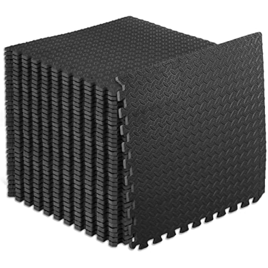 ProsourceFit Puzzle Exercise Mat ½ in, EVA Interlocking Foam Floor Tiles for Home Gym, Mat for Home Workout Equipment, Floor Padding for Kids, Black, 24 in x 24 in x ½ in, 144 Sq Ft - 36 Tiles