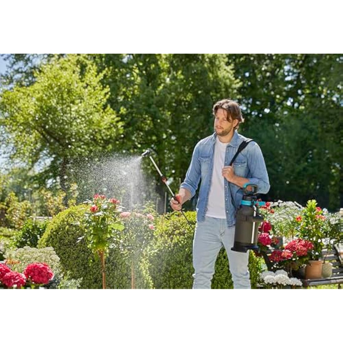Gardena Pressure Sprayer, Turquoise, Black, Grey, Orange, Silver, Metallic., 5 L Plus