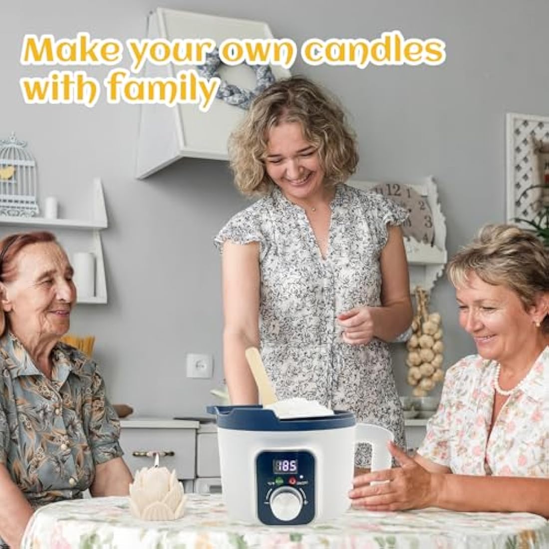 KQU Electric Wax Melter with Digital Temperature, Digital Wax Melting Pot for Candle Making for Adult, Non-Stick Candle Making Pouring Pot with Spout and Automatic Constant Temp Control