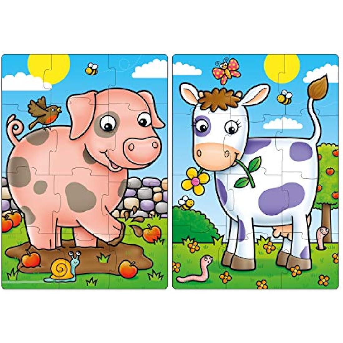 Orchard Toys First Farm Friends Jigsaw Puzzle, 12-Piece Educational Jigsaws, Two Puzzles in a Box, Perfect For Ages 2+, Develops Hand-Eye Coordination
