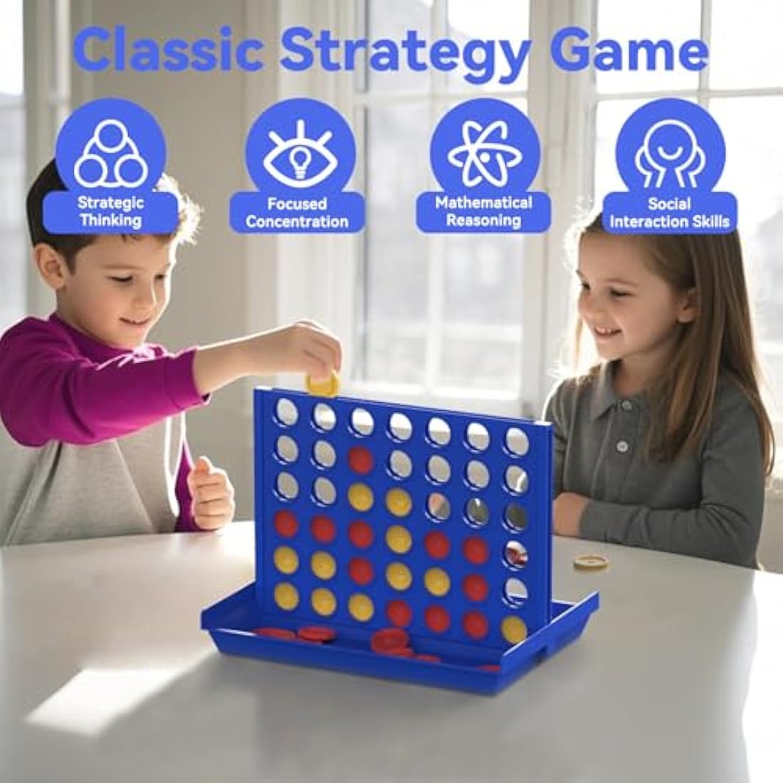 Pup Go Big Size 4 in a Row Board Game for Kids Ages 3-8, Perfect Educational Family Garden Games for Boys & Girls, 2 Player Strategy Game with 6 Spare Discs, Foldable Design (Big Size)